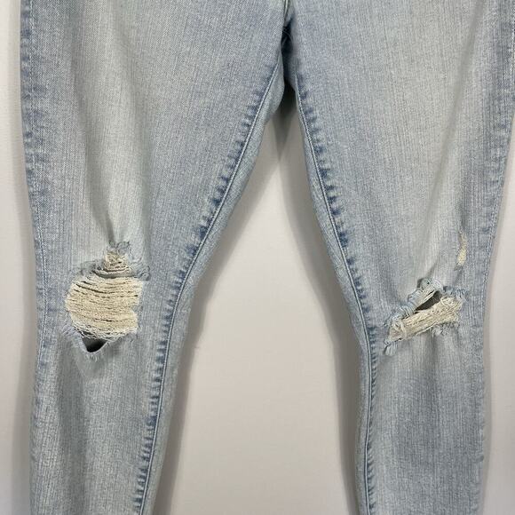 Mother The Stunner Zip Ankle Step Fray Jeans Womens 28x28 Lt Blue Distressed - Picture 6 of 16